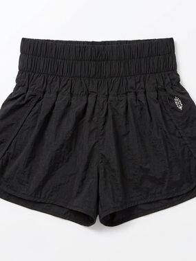 FP Movement The Way Home Shorts | Black | High Rise Smocked Waist | Medium
